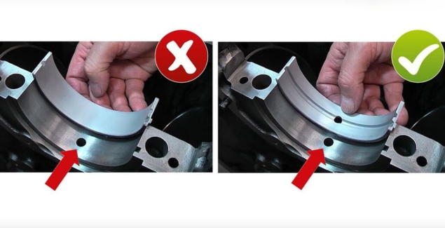 Correct installation of engine bearings